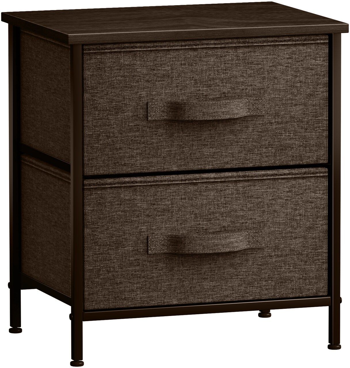 Sorbus Nightstand with 2 Drawers - Steel Frame, Wood Top & Easy Pull Fabric Bins - Great for Home, Bedroom, Office & College Dorm